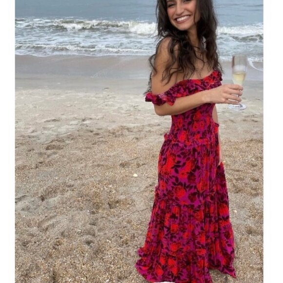 Anthropologie Abel the Label PurpleReign Tiered Maxi Dress Sz.XS Purple Floral - Picture 6 of 15